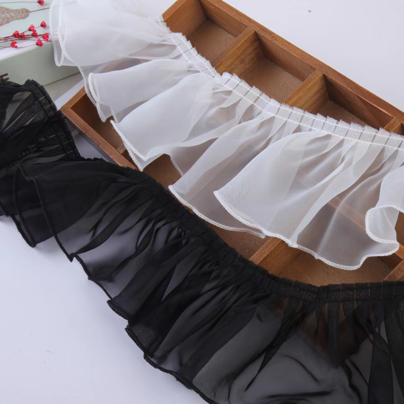 Dantelă organza lățime 10 cm pentru îmbrăcăminte, fuste și decor DIY