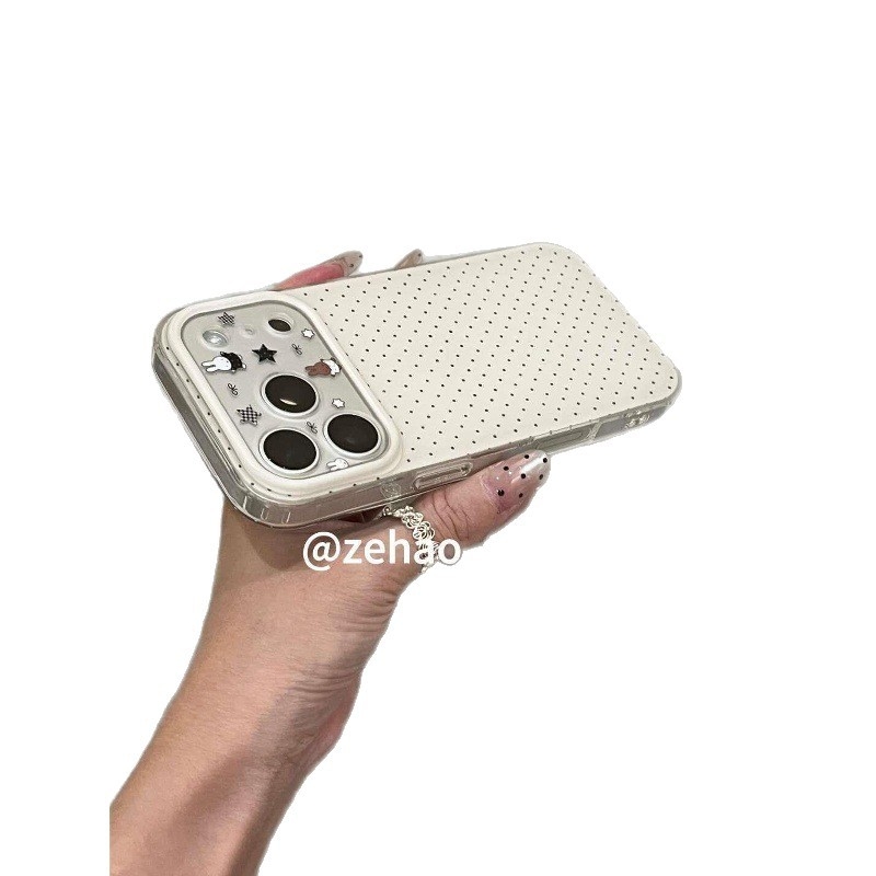 Θήκη iPhone 17 σε στυλ INS με το λαγουδάκι Miffy, διαφανής με πουά μοτίβο, πλήρης κάλυψη και ακριβείς τομές