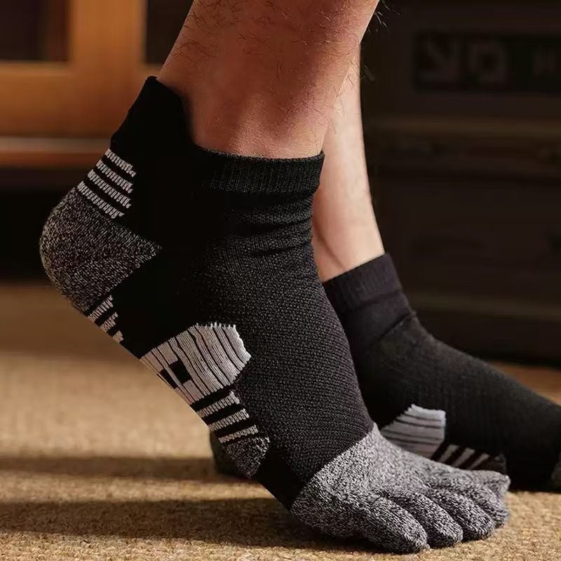 Muške sportske čarape s pet prstiju, kratke ljetne, s dnom od ručnika, razdvojeni prsti, za trčanje i košarku, s apsorpcijom udara i otpornošću na habanje