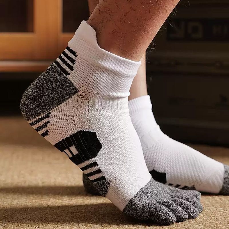 Muške sportske čarape s pet prstiju, kratke ljetne, s dnom od ručnika, razdvojeni prsti, za trčanje i košarku, s apsorpcijom udara i otpornošću na habanje
