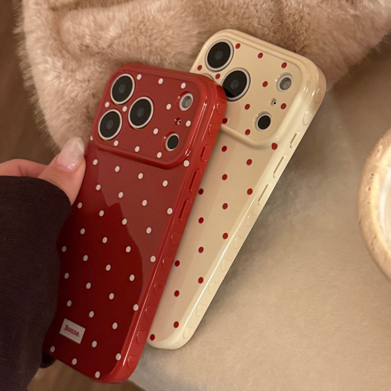 Θήκη για iPhone 14 Pro Max, TPU, κόκκινο σχέδιο με κουκίδες, μινιμαλιστικό εορταστικό στυλ, προστασία από πτώσεις