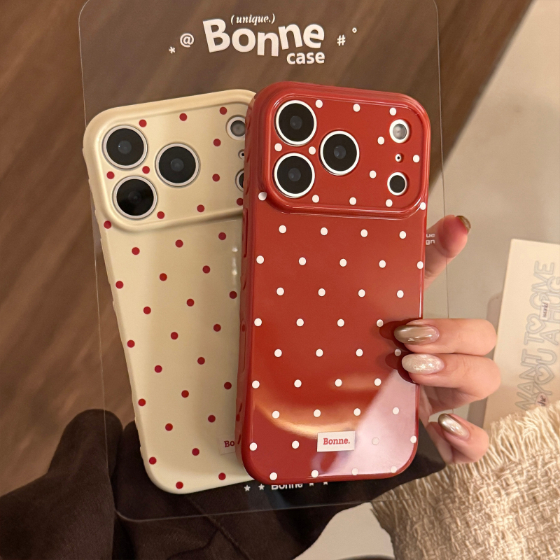 Θήκη για iPhone 14 Pro Max, TPU, κόκκινο σχέδιο με κουκίδες, μινιμαλιστικό εορταστικό στυλ, προστασία από πτώσεις