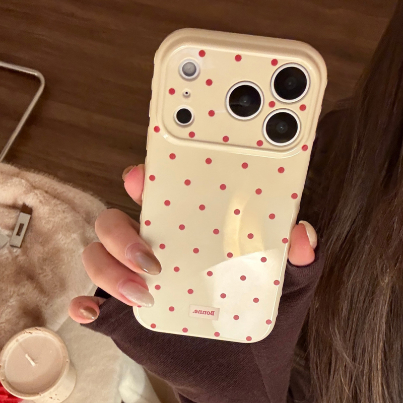 Θήκη για iPhone 14 Pro Max, TPU, κόκκινο σχέδιο με κουκίδες, μινιμαλιστικό εορταστικό στυλ, προστασία από πτώσεις