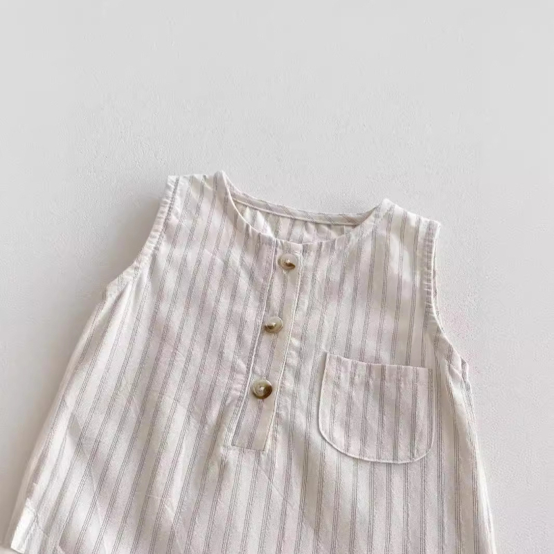Salopetă de bebeluș fără mâneci, stil coreean, vară, 100% bumbac