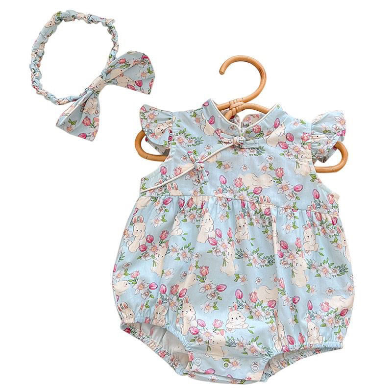Salopetă din bumbac pentru nou-născute fete, fără mâneci, vară, lejeră, stil prințesă