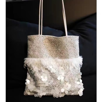 Chanel-stílusú flitteres fehér válltáska, nagy kapacitású, prémium niche dizájn, könnyű luxus canvas táska