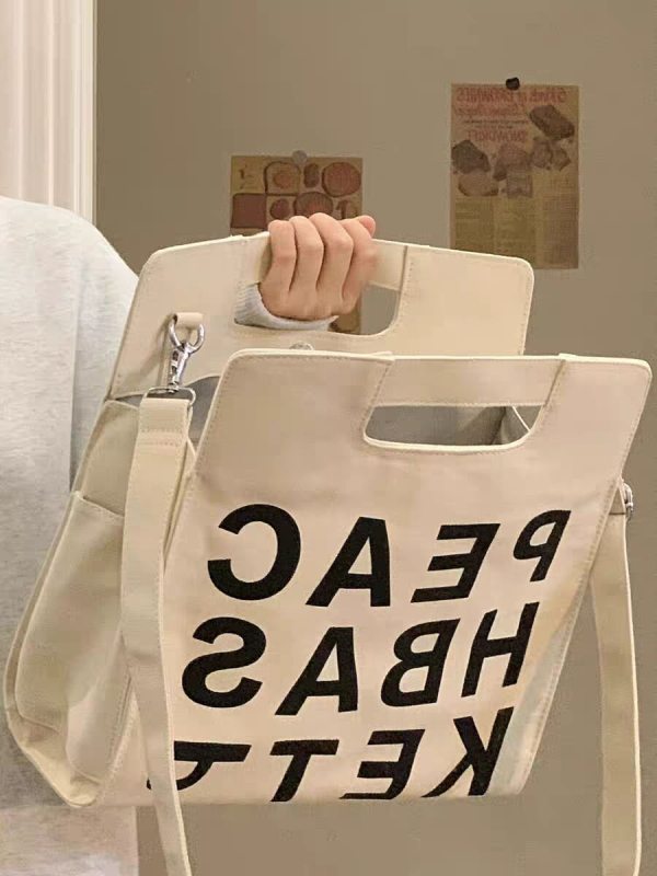 Női American-stílusú tote táska, nagy kapacitású, vászon, keresztpántos, mindennapi használatra