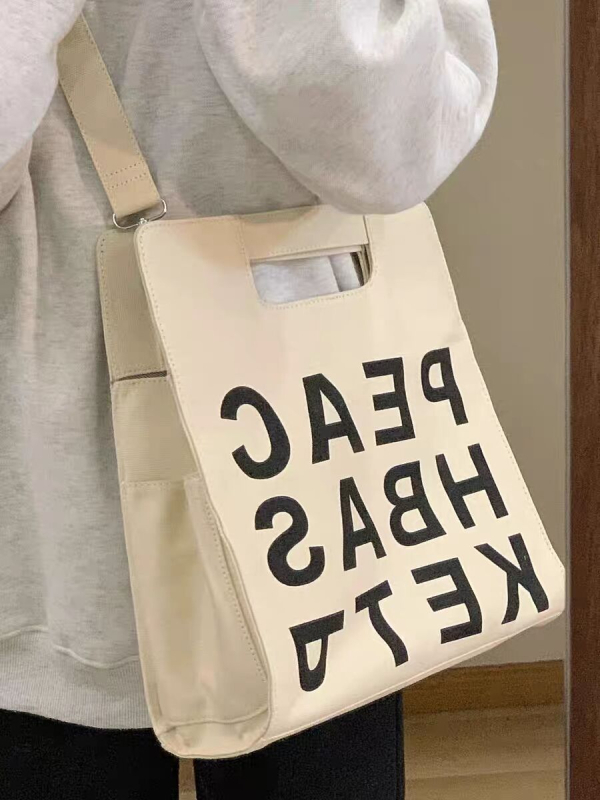 Női American-stílusú tote táska, nagy kapacitású, vászon, keresztpántos, mindennapi használatra
