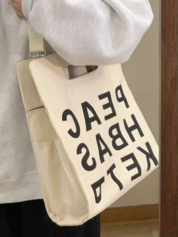 Női American-stílusú tote táska, nagy kapacitású, vászon, keresztpántos, mindennapi használatra