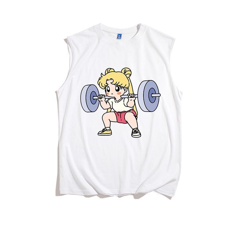 Sailor Moon Мъжки безръкав потник за фитнес, летен, бързосъхнещ, свободна кройка