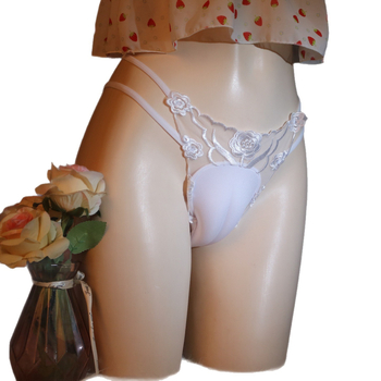 Διπλής χρήσης: Sexy, στενό thong με ψεύτικο κόλπο και κρυφή επένδυση πέους, παντελόνια με εκτύπωση abalón.