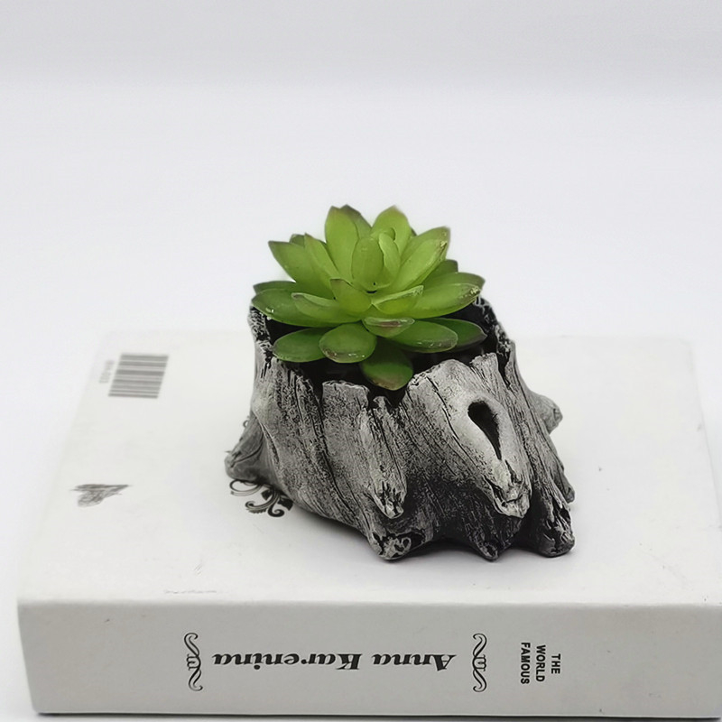 Cementni lonac za sukulente s umjetnim drvetom i bonsai – stolna dekoracija