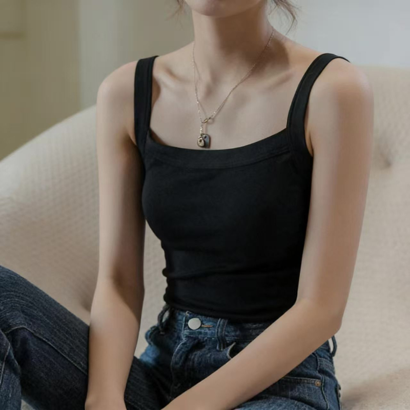 Női ujjatlan cami, nyárra, vékony anyag, koreai stílus, szűk fazon