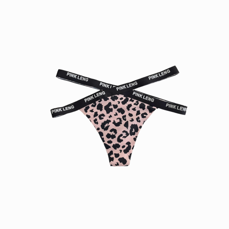Tanga femei cu imprimeu leopard, fără cusuri, din Ice Silk – purtare zilnică, yoga și fitness