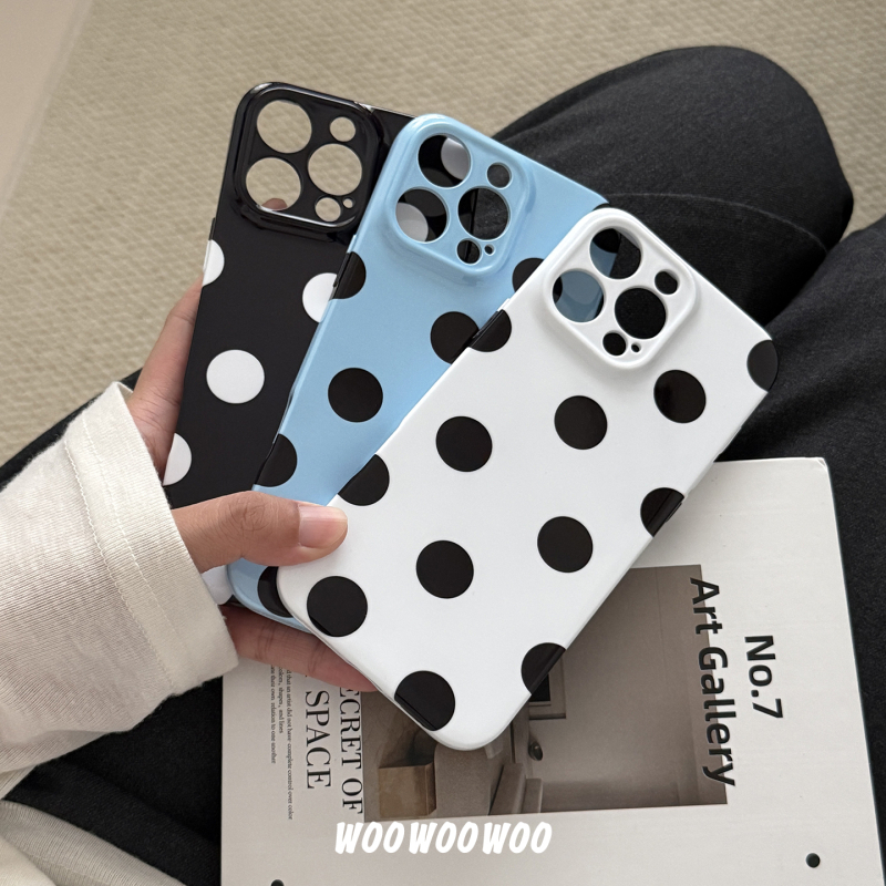 Θήκη κινητού με μαύρα-λευκά πουά για iPhone 16 Pro Max και iPhone 15 – ακρυλική, μινιμαλιστικό ύφος