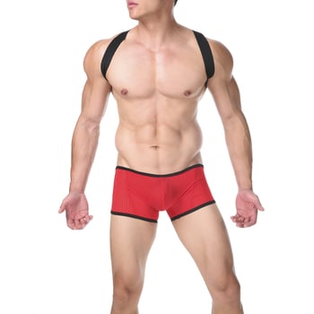 Ανδρικά διαφανή mesh briefs, αναπνεύσιμα, με ιμάντες ώμου, νάιλον