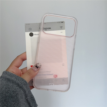 Μινιμαλιστική διαφανής θήκη με γραμμές για iPhone 17 Pro Max, 16 Pro και 15 – ανθεκτική σε πτώσεις, αίσθηση δέρματος, κορεατικό στυλ