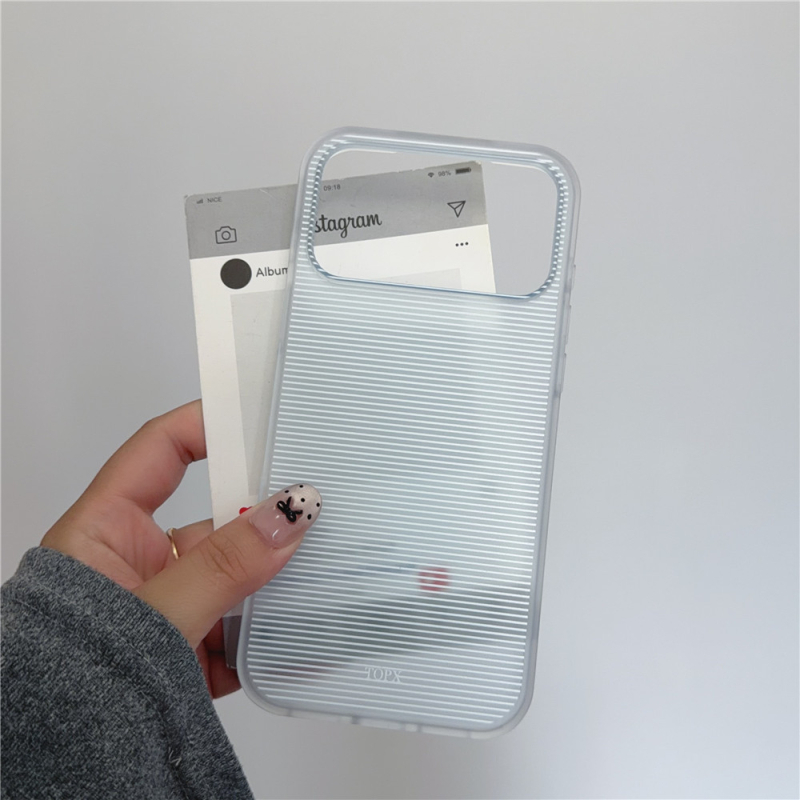 Μινιμαλιστική διαφανής θήκη με γραμμές για iPhone 17 Pro Max, 16 Pro και 15 – ανθεκτική σε πτώσεις, αίσθηση δέρματος, κορεατικό στυλ