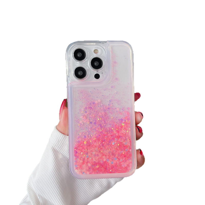 Διαφανής θήκη σιλικόνης για iPhone 17 με φωτεινό ρευστό άμμο, μπλε