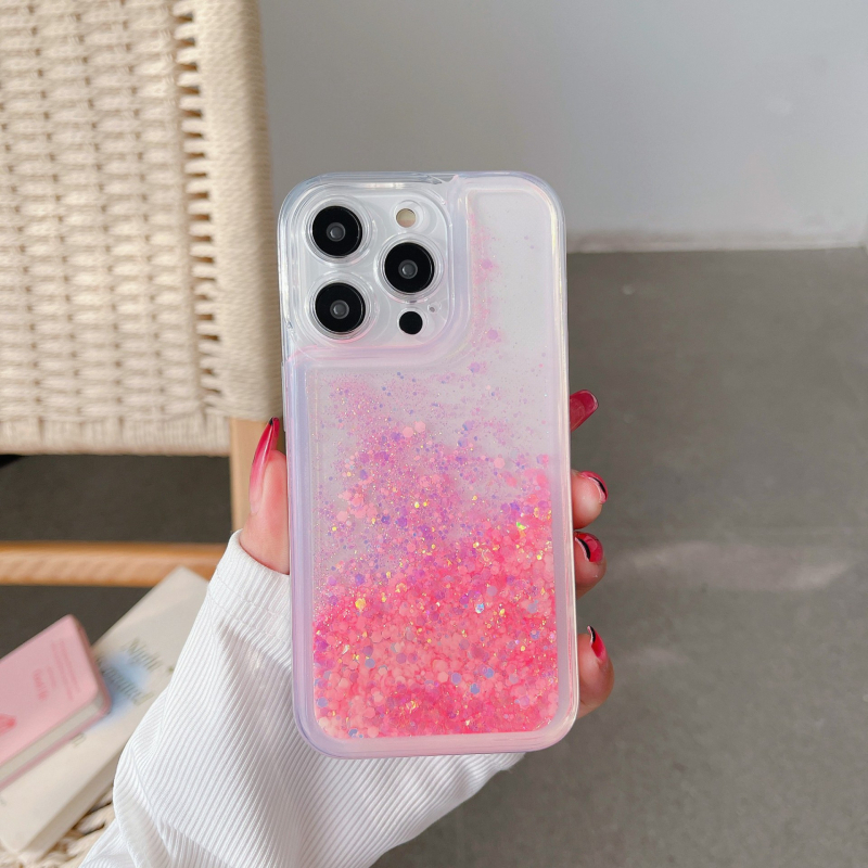 Διαφανής θήκη σιλικόνης για iPhone 17 με φωτεινό ρευστό άμμο, μπλε