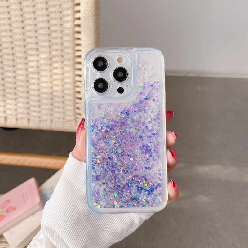 Διαφανής θήκη σιλικόνης για iPhone 17 με φωτεινό ρευστό άμμο, μπλε