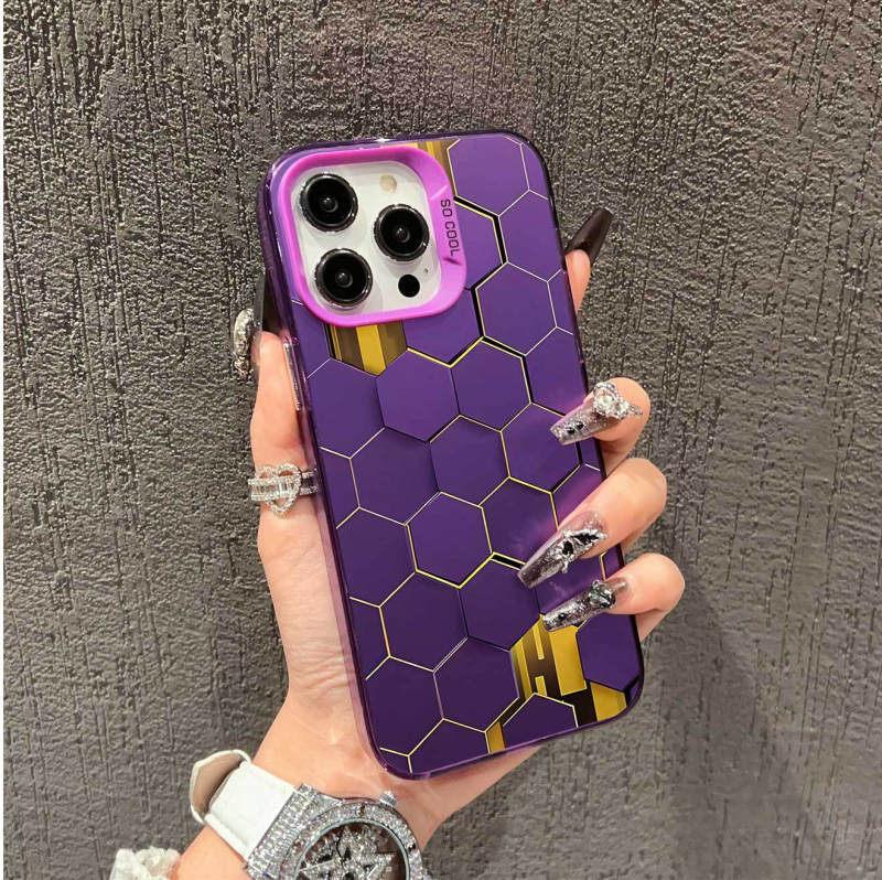 Θήκη για iPhone 15/14 με υφή κυψελών, ματ φινίρισμα, διπλού στρώματος IMD, ασημί