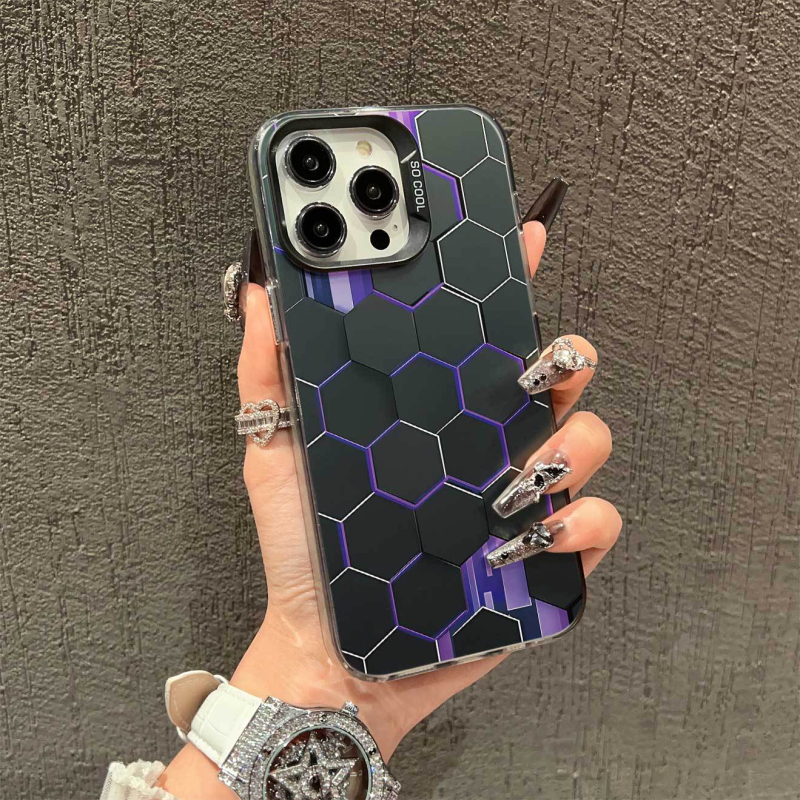 Θήκη για iPhone 15/14 με υφή κυψελών, ματ φινίρισμα, διπλού στρώματος IMD, ασημί