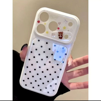 Θήκη iPhone 14 Pro Max σε στυλ Ins, πολύχρωμες τελείες με σχέδιο αρκούδας-μήλου