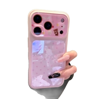 Θήκη iPhone 14 Pro Max σε στυλ Ins, πολύχρωμες τελείες με σχέδιο αρκούδας-μήλου