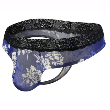 Tanga bărbați din plasă cu dantelă - transparent și respirabil
