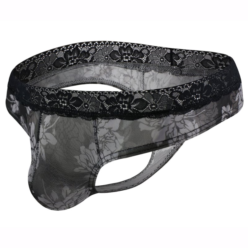 Tanga bărbați din plasă cu dantelă - transparent și respirabil