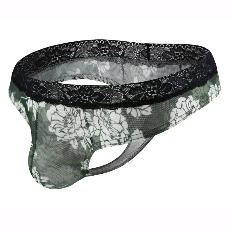 Tanga bărbați din plasă cu dantelă - transparent și respirabil