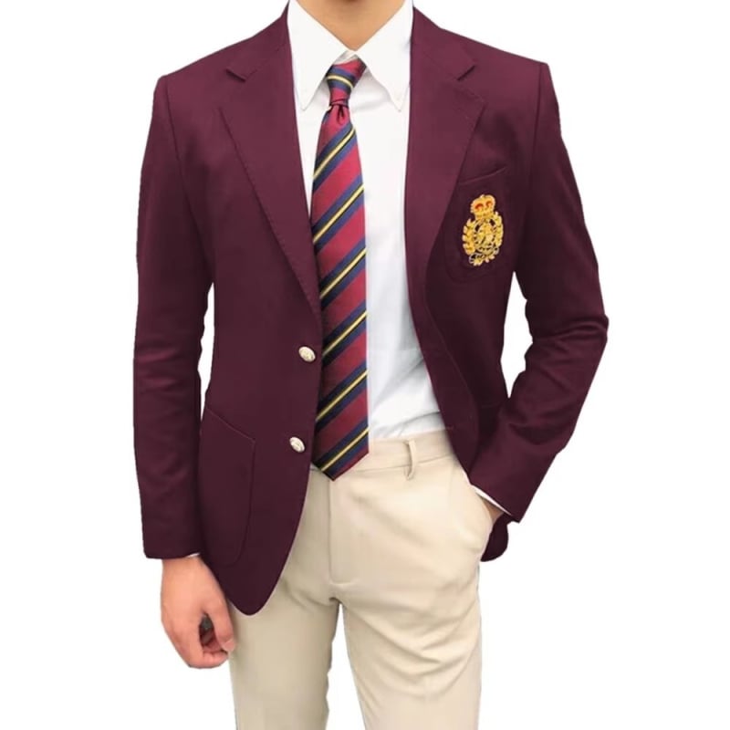 Sacou bărbătesc slim-fit, cu două nasturi pe o linie, culoare solidă, mâneci lungi, potrivit pentru afaceri și nunți