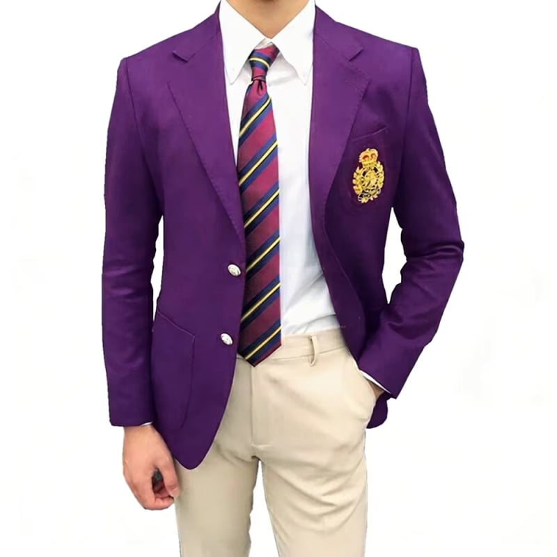 Sacou bărbătesc slim-fit, cu două nasturi pe o linie, culoare solidă, mâneci lungi, potrivit pentru afaceri și nunți