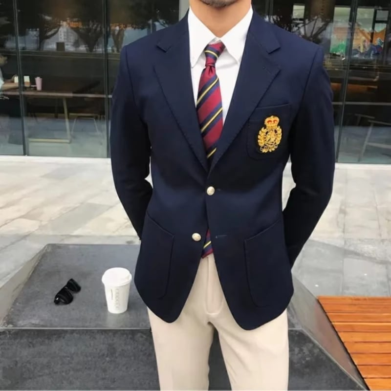 Sacou bărbătesc slim-fit, cu două nasturi pe o linie, culoare solidă, mâneci lungi, potrivit pentru afaceri și nunți