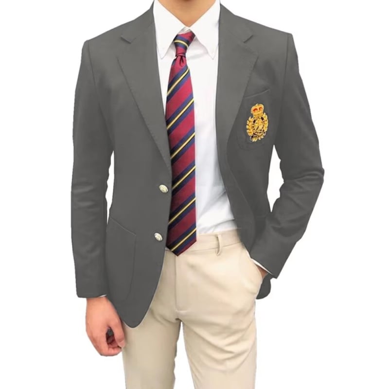 Sacou bărbătesc slim-fit, cu două nasturi pe o linie, culoare solidă, mâneci lungi, potrivit pentru afaceri și nunți