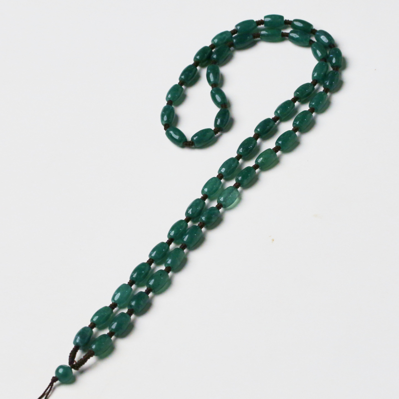 Kézzel készített jáde gyöngy nyaklánc zsinóros lánccal és medállal, uniszex, 8×12 mm