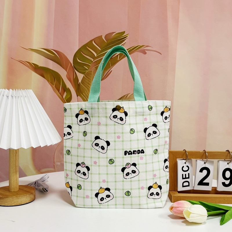 Panda platnena torba za studentice – kompaktna ručna torba za ručak i posao