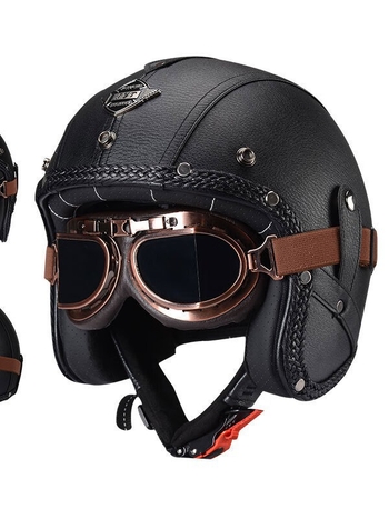 3C potvrđena retro kaciga za motocikle, kožna polu-kaciga, unisex, sve sezone, ABS