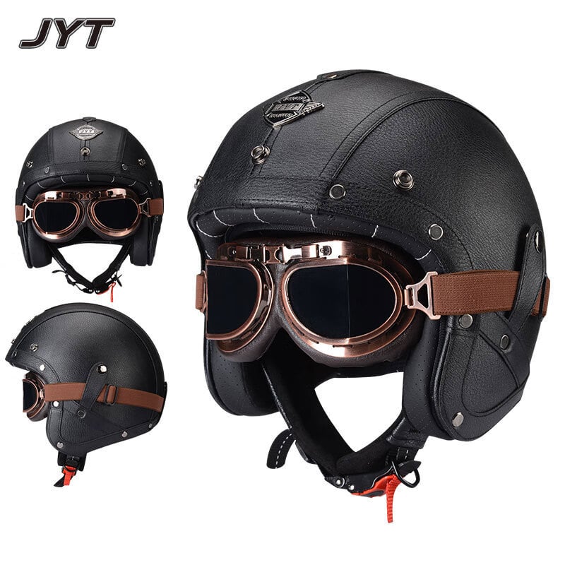 3C potvrđena retro kaciga za motocikle, kožna polu-kaciga, unisex, sve sezone, ABS