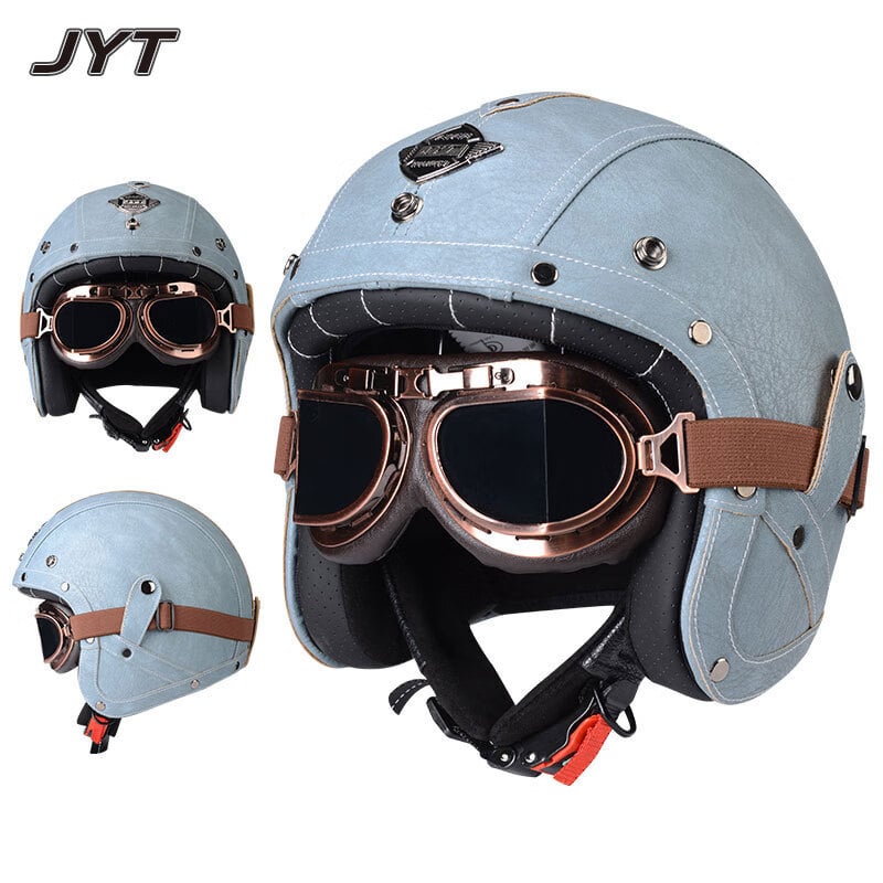 3C potvrđena retro kaciga za motocikle, kožna polu-kaciga, unisex, sve sezone, ABS
