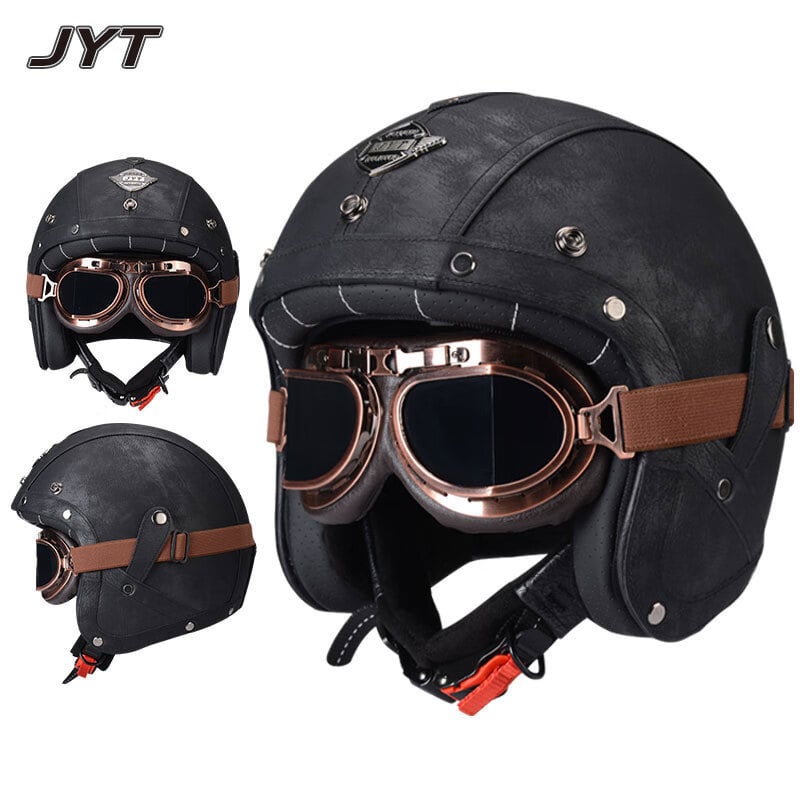 3C potvrđena retro kaciga za motocikle, kožna polu-kaciga, unisex, sve sezone, ABS