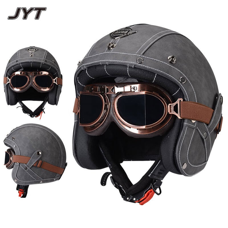 3C potvrđena retro kaciga za motocikle, kožna polu-kaciga, unisex, sve sezone, ABS
