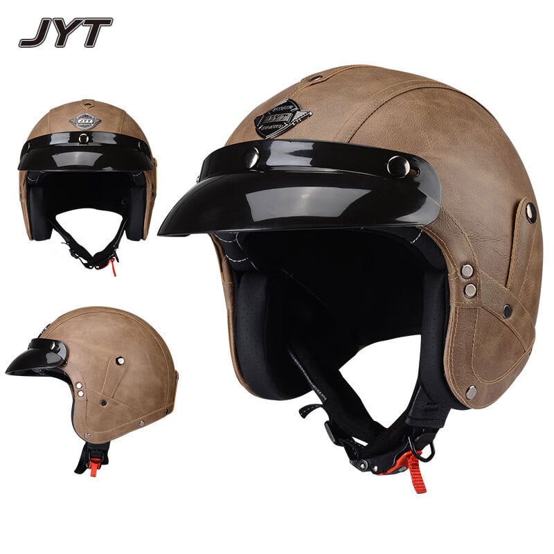 3C potvrđena retro kaciga za motocikle, kožna polu-kaciga, unisex, sve sezone, ABS