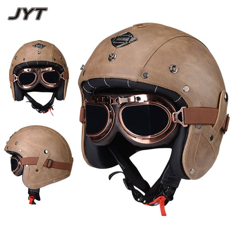 3C potvrđena retro kaciga za motocikle, kožna polu-kaciga, unisex, sve sezone, ABS