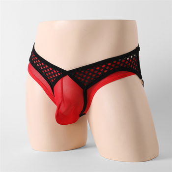 Chiloți bărbătești din plasă fishnet, transparenți, stil T-string pentru vară