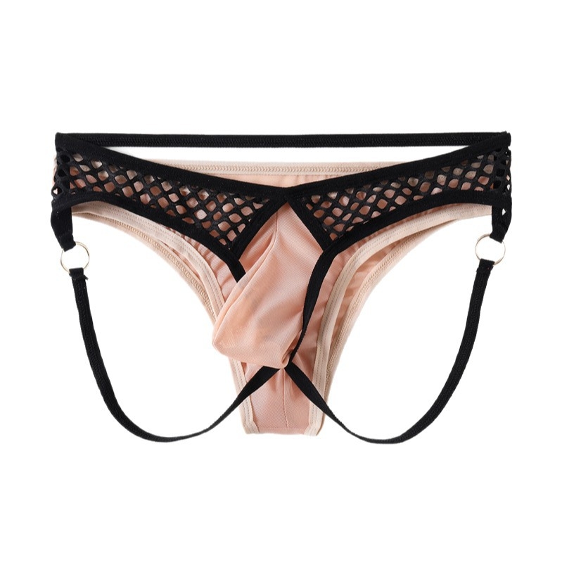 Chiloți bărbătești din plasă fishnet, transparenți, stil T-string pentru vară