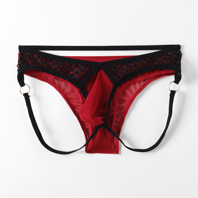 Chiloți bărbătești din plasă fishnet, transparenți, stil T-string pentru vară