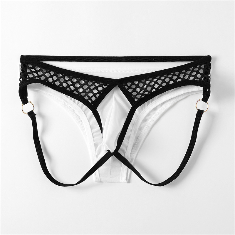 Chiloți bărbătești din plasă fishnet, transparenți, stil T-string pentru vară