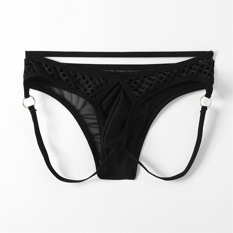 Chiloți bărbătești din plasă fishnet, transparenți, stil T-string pentru vară